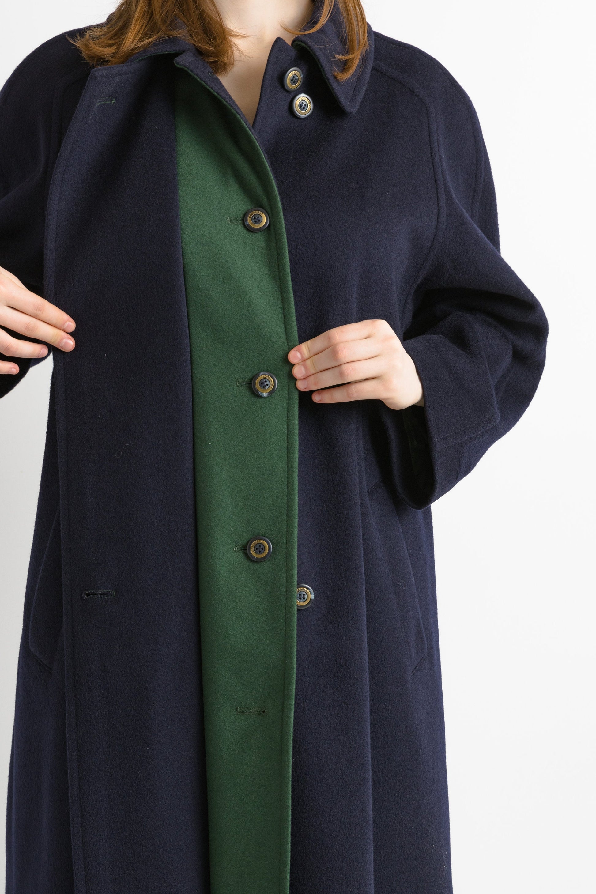 70s Woman LODEN Lambswool Navy Coat Women Vintage 70s fall coat long wool coat outerwear maxi winter coat vintage clothing size Medium