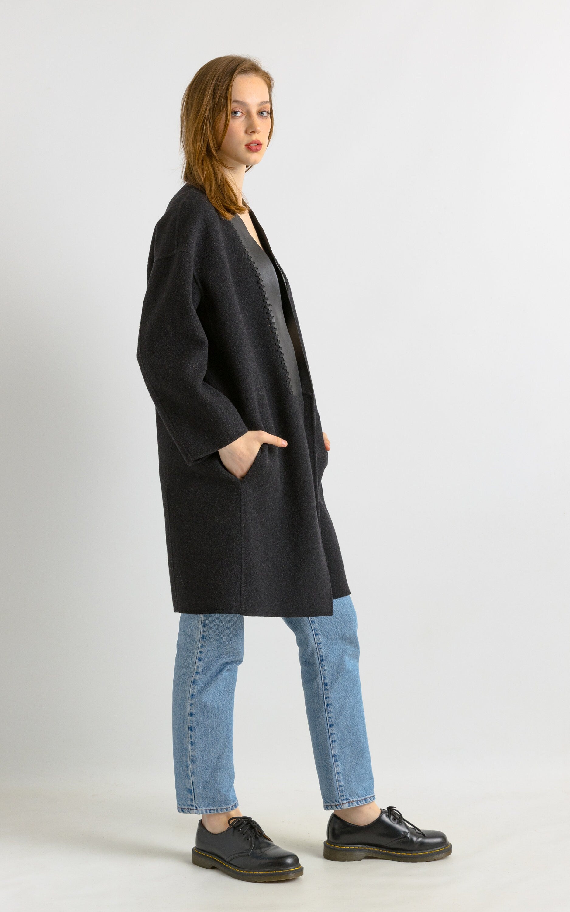 Wool Coat wool vintage 00s winter coat longline women peacoat casual blazer topcoat wool coat fancy vintage clothing size Medium