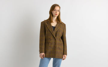 Tweed Wool Jacket /Vintage 60's Button Wool Pocket Blazer - Size Medium/ Vintage Woman Tweed Blazer/ Woman Tweed Jacket 60s Vintage