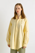 Vintage Ralph Lauren Yellow Cotton Logo Long Sleeve Buttons Up Unisex Shirt/ Vintage Ralph Lauren Unisex Yellow Size M Man Shirt