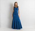 Blue Evening Dress 90s Evening Maxi Blue Floor Prom Dress size Small