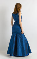 Blue Evening Dress 90s Evening Maxi Blue Floor Prom Dress size Small