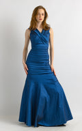 Blue Evening Dress 90s Evening Maxi Blue Floor Prom Dress size Small