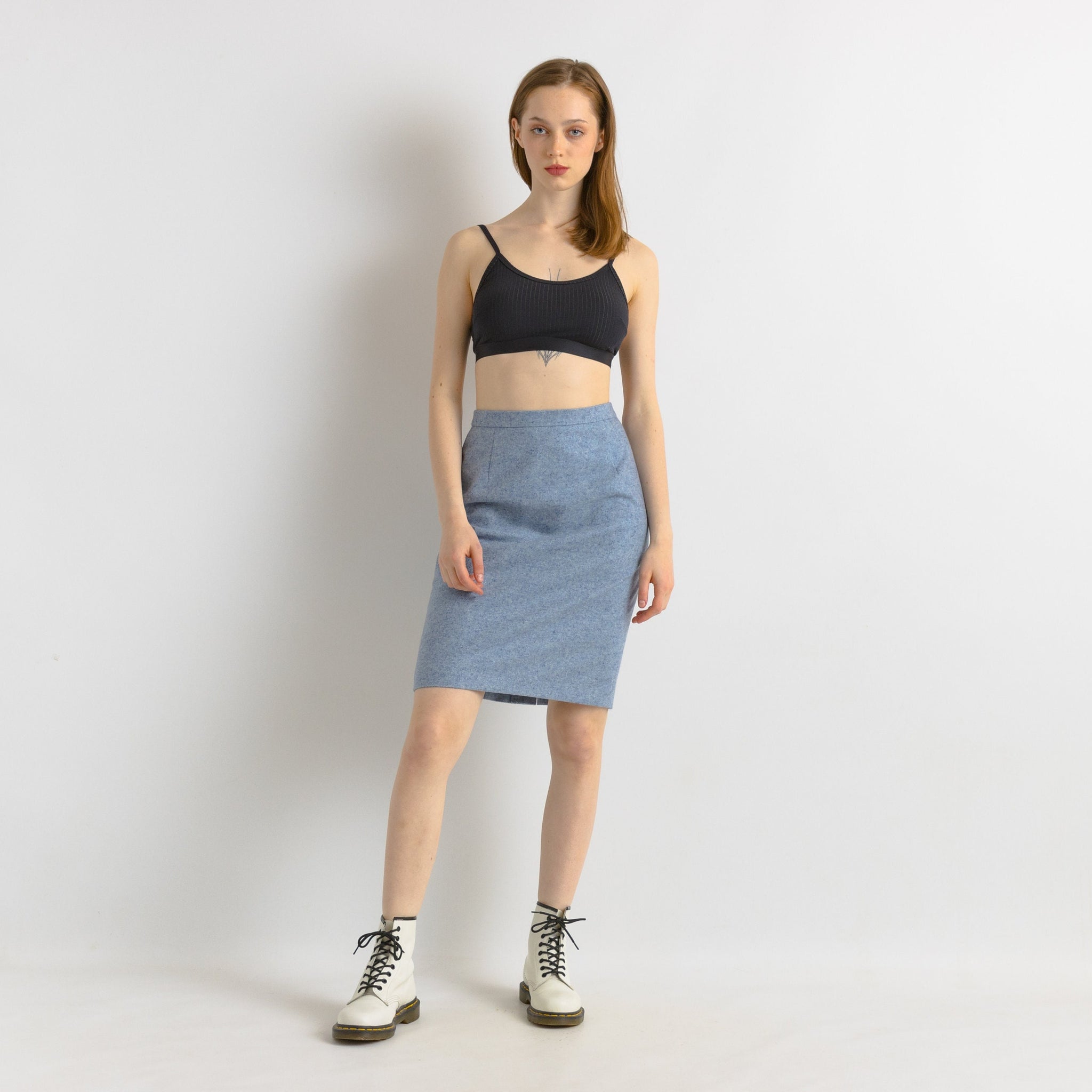 Vintage 80s Old ESCADA High Waisted Pencil Skirt/ 100% Cashmere | Midi Skirt | 80s German Designer Skirt