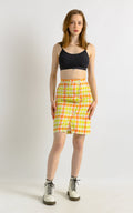 Vintage 80s cotton checked skirt, Vintage pencil cotton skirt, 80s high waist rainbow skirt, Summer 80s clothing women, Size S