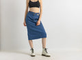 80s Denim Midi Skirt / High Waist Denim Midi Skirt Medium / Minimalist Blue Pencil Skirt / Cotton Midi Pencil Skirt Medium