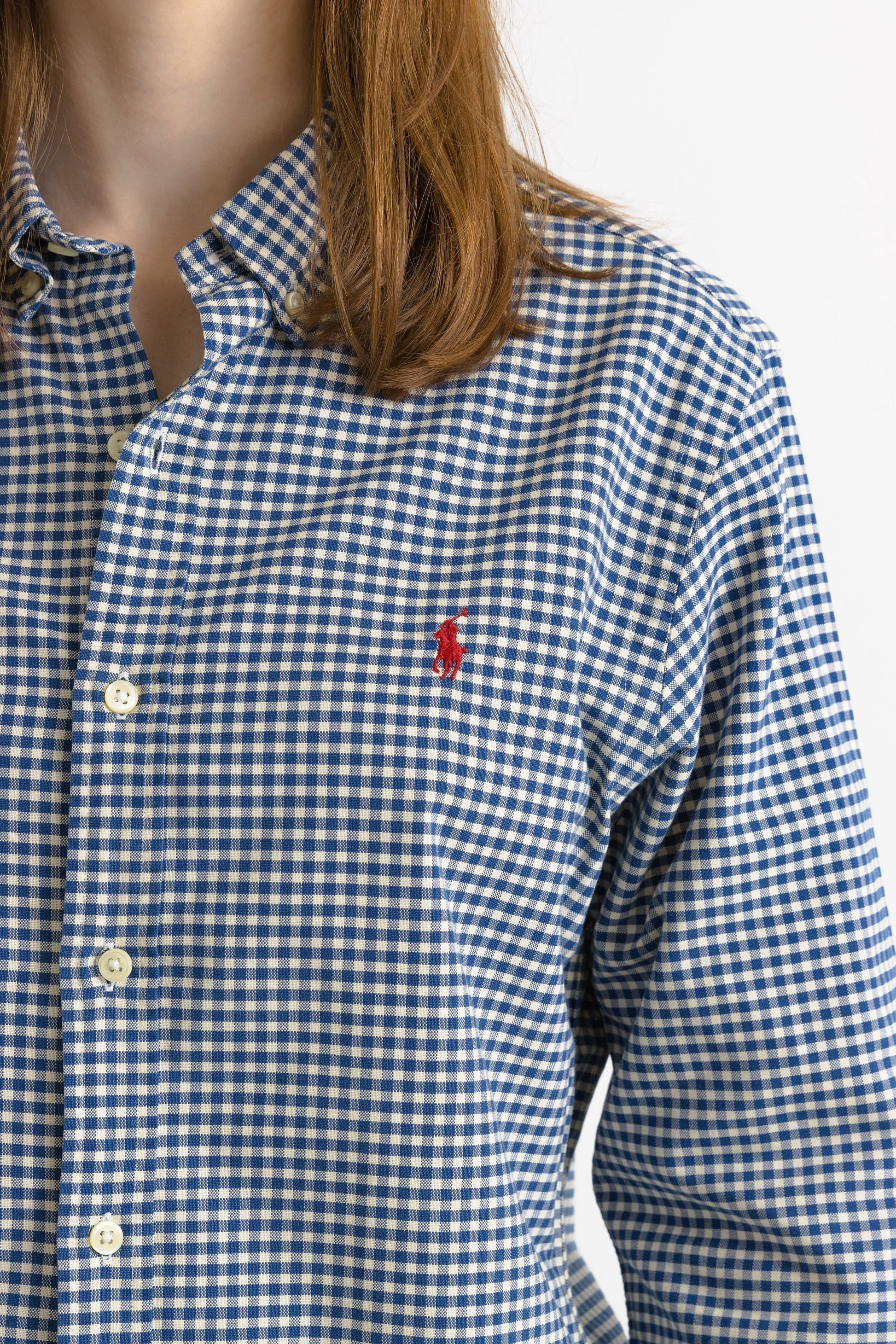 Vintage Ralph Lauren Blue Cotton Logo Long Sleeve Buttons Up Unisex Shirt/ Vintage Ralph Lauren Blue Checked Medium Man Shirt