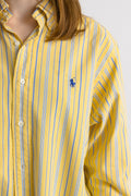 Vintage Ralph Lauren Yellow Cotton Logo Long Sleeve Buttons Up Unisex Shirt/ Vintage Ralph Lauren Yellow Striped Large Man Shirt