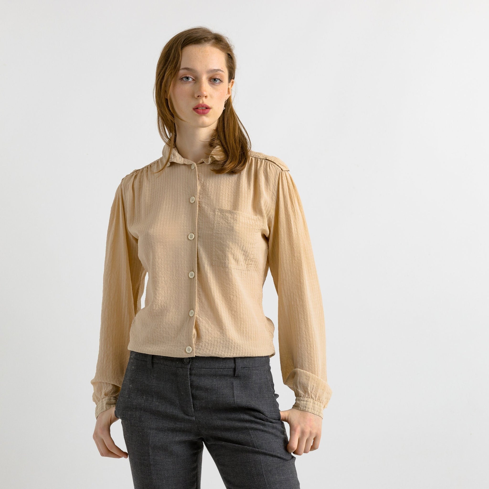 Giorgio Armani Blouse, 80s Armani Blouse, Silk Button Up Shirt, Vintage Italian Armani Couture, Rare Y2K Designer Silk Top