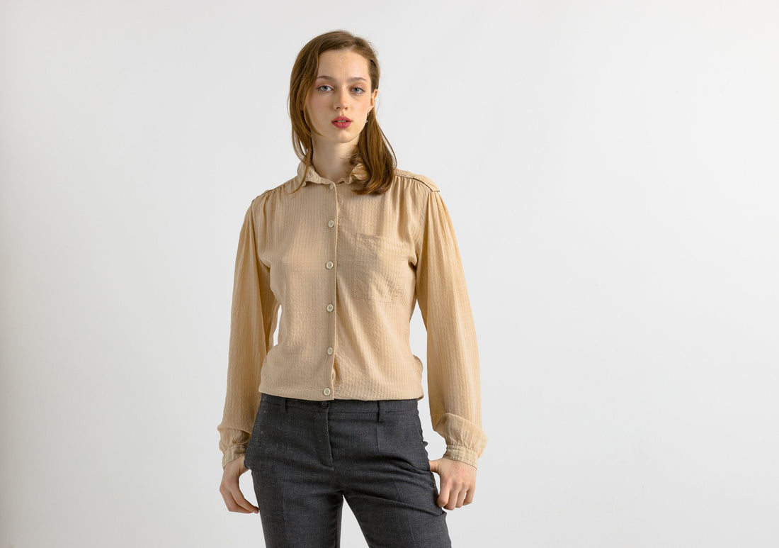 Giorgio Armani Blouse, 80s Armani Blouse, Silk Button Up Shirt, Vintage Italian Armani Couture, Rare Y2K Designer Silk Top