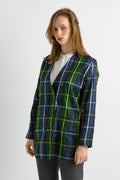 80s Vintage Vtg Rare Checked 100% Wild Silk Buttons Up Long Sleeved Lined Blazer Jacket Minimalist Womenswear Clothing