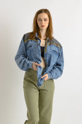 Blue Denim SHIRT Vintage jean button down up 1990's hipster grunge oversized Long sleeve woman 40 size Medium