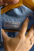 Vintage Burberrys Cotton Logo Long Sleeve Buttons Up Woman Shirt/ Vintage Burberrys of London Unisex Blue Large Woman Shirt