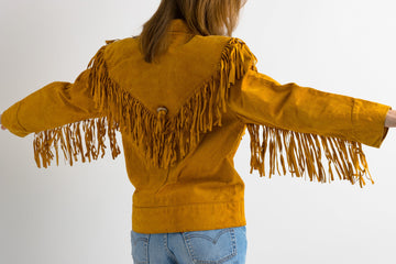 70s Vintage Vtg Rare Retro Woman Suede Leather Aztec Mexican Woman Vintage Crop Jacket with Fringe Girlfriend Gift Present Size Small