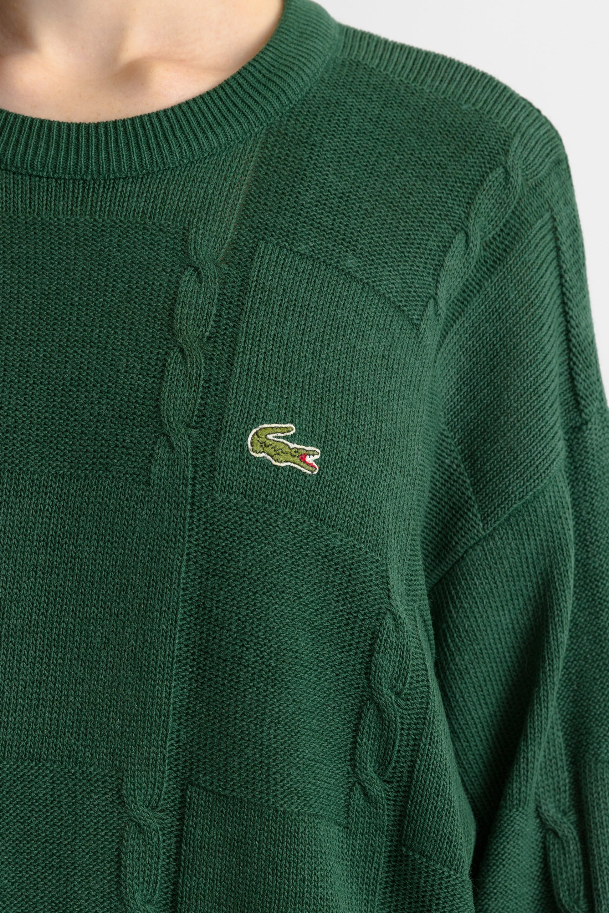 Vintage Lacoste Mens M Sweater retro logo green men's Size Medium oversized jumper rave classic wear 90's authentic basic pullover