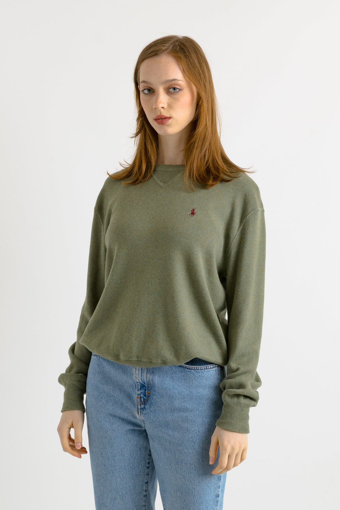 Vintage Ralph Lauren Green Cotton Long Sleeve Unisex Pullover/ Vintage Ralph Lauren Unisex Green Small Man Sweater