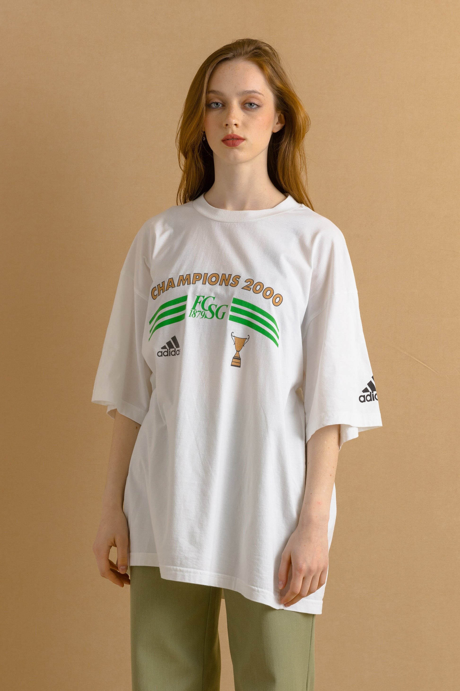 Vintage 00's Adidas Big Logo White Unisex Mens T-Shirts size XLarge Rave Clothing Print Tee