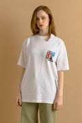 90s Vintage Polo Tee/ Polo Club Graphic T Shirt - Women's M | Vintage White Logo Graphic Print Tee