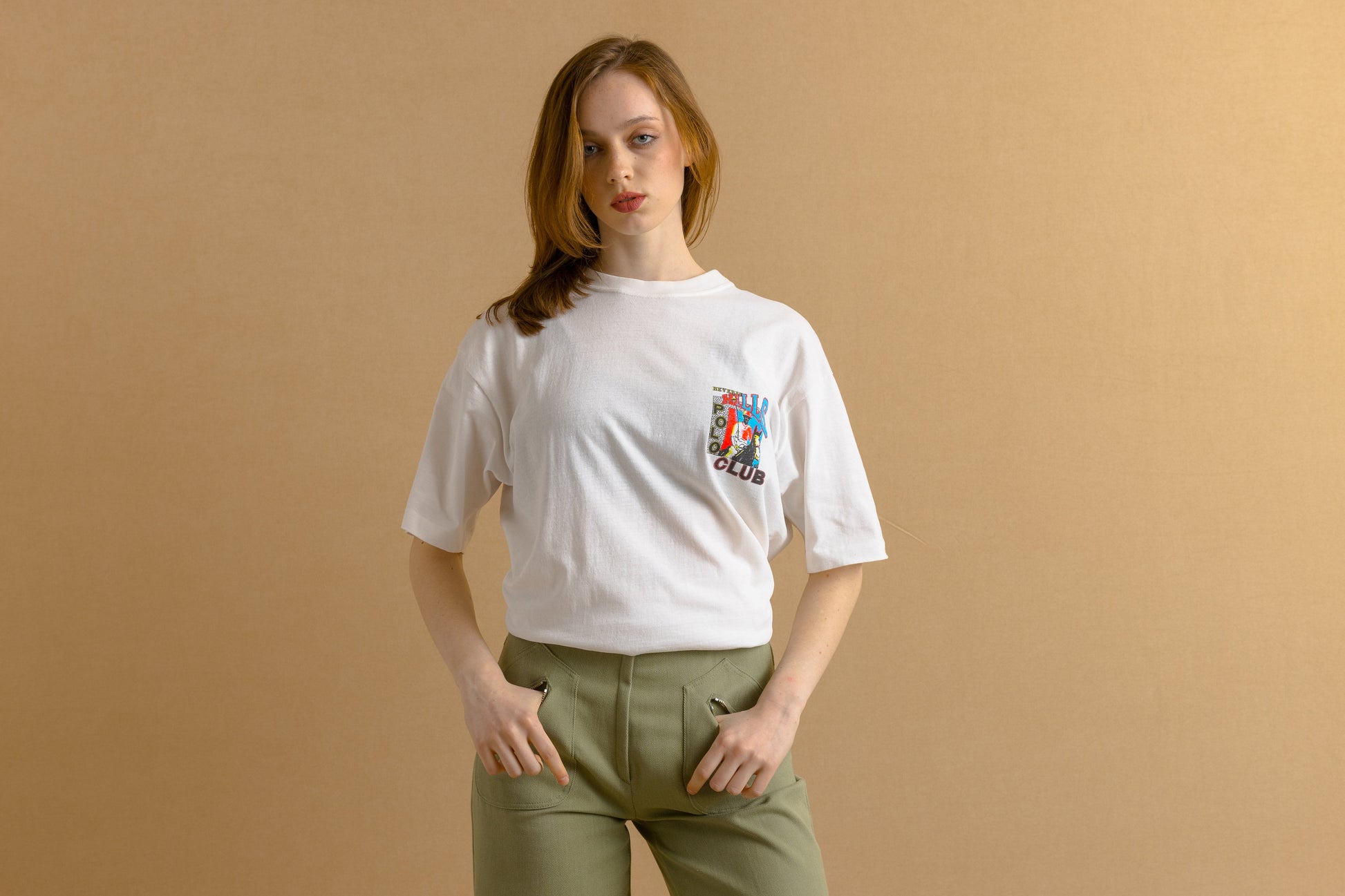 90s Vintage Polo Tee/ Polo Club Graphic T Shirt - Women's M | Vintage White Logo Graphic Print Tee