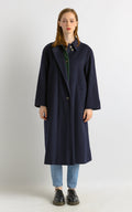 70s Woman LODEN Lambswool Navy Coat Women Vintage 70s fall coat long wool coat outerwear maxi winter coat vintage clothing size Medium