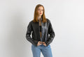 Black Leather Jacket women vintage 90s blazer jacket leather minimalist jacket grunge jacket casual wear women clothing size small S