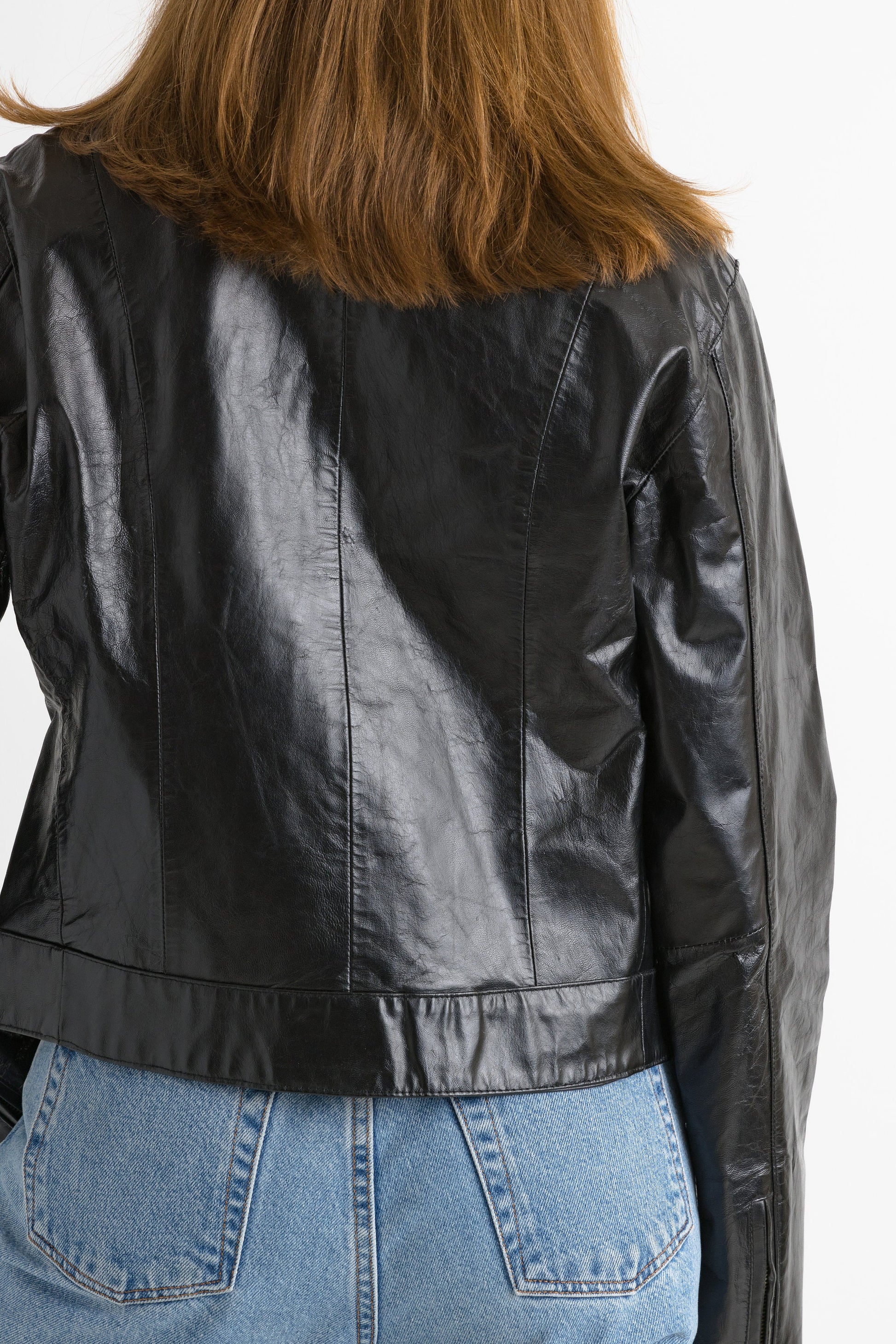 Black Leather Jacket women vintage 90s blazer jacket leather minimalist jacket grunge jacket casual wear women clothing size small S