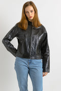 Black Leather Jacket women vintage 90s blazer jacket leather minimalist jacket grunge jacket casual wear women clothing size small S