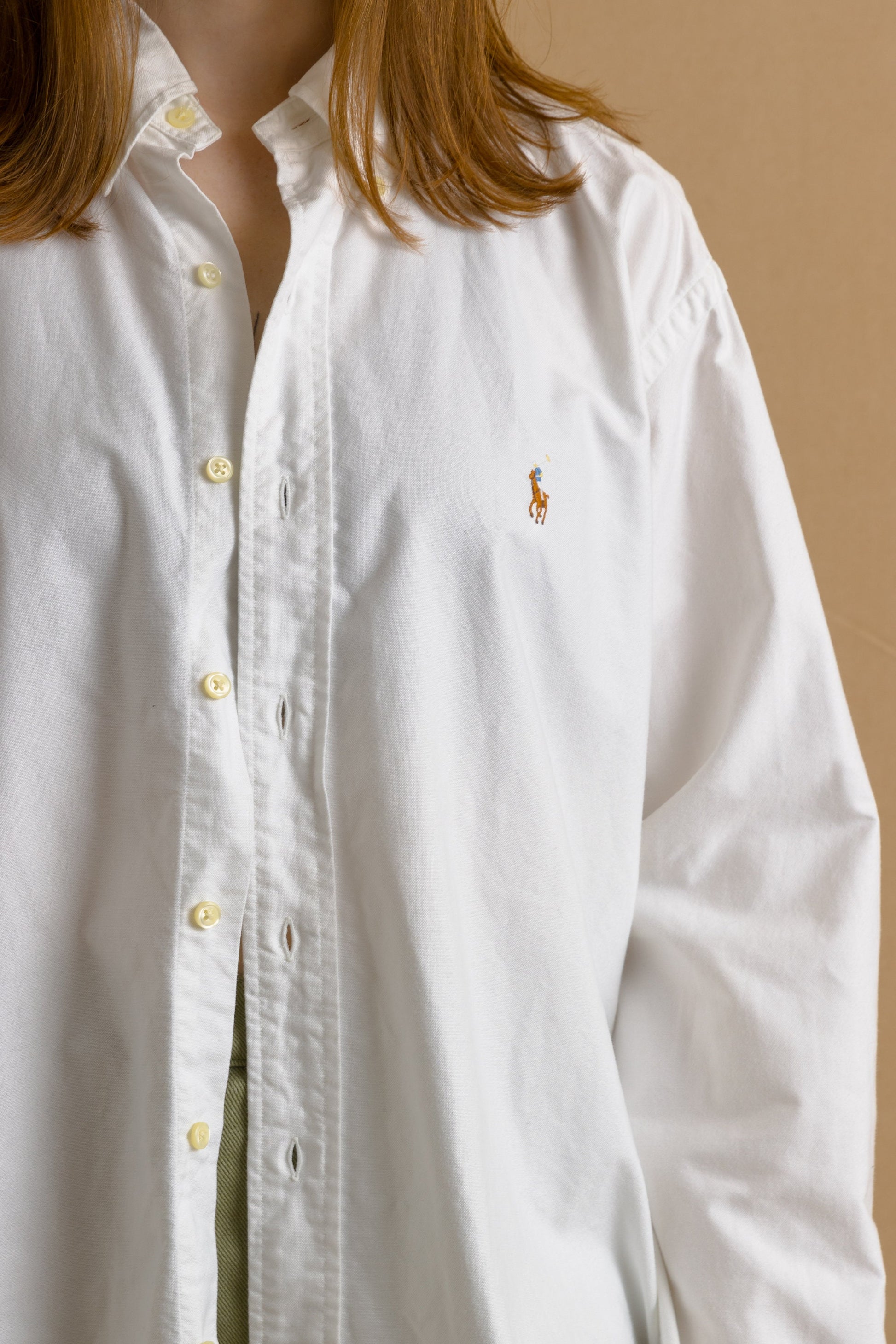 Vintage Ralph Lauren White Classic Fit Long Sleeve Buttons Up Unisex Shirt/ Vintage Ralph Lauren Unisex White L Man Shirt