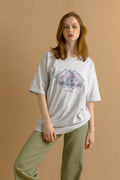 IMAGE WEAR Vintage Graphic White Print Cotton Tee Shirt T-shirt/ Vintage Gray Graphic Print Tee