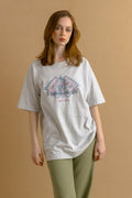 IMAGE WEAR Vintage Graphic White Print Cotton Tee Shirt T-shirt/ Vintage Gray Graphic Print Tee