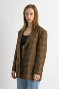 Tweed Wool Jacket /Vintage 60's Button Wool Pocket Blazer - Size Medium/ Vintage Woman Tweed Blazer/ Woman Tweed Jacket 60s Vintage