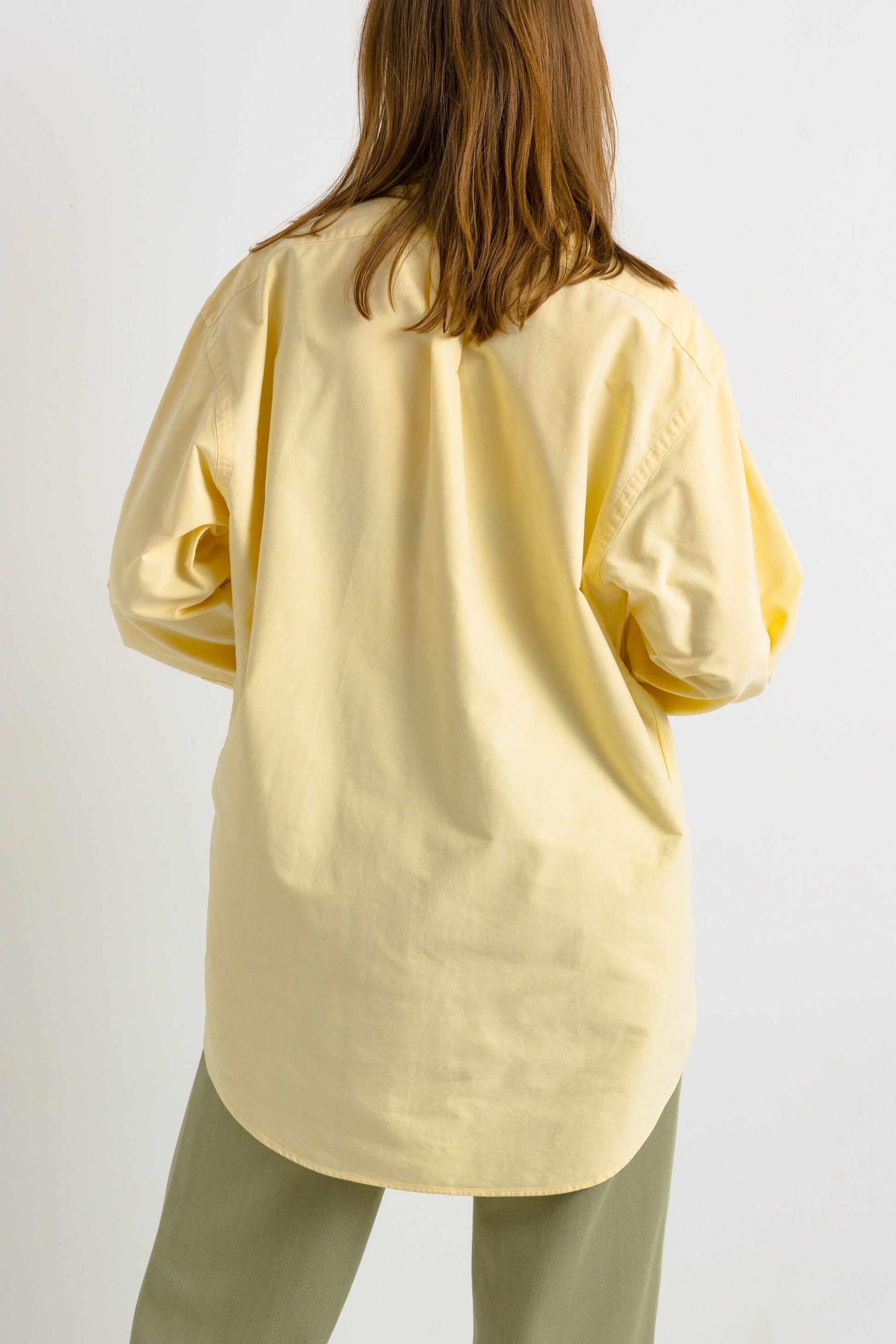 Vintage Ralph Lauren Yellow Cotton Logo Long Sleeve Buttons Up Unisex Shirt/ Vintage Ralph Lauren Unisex Yellow Size M Man Shirt