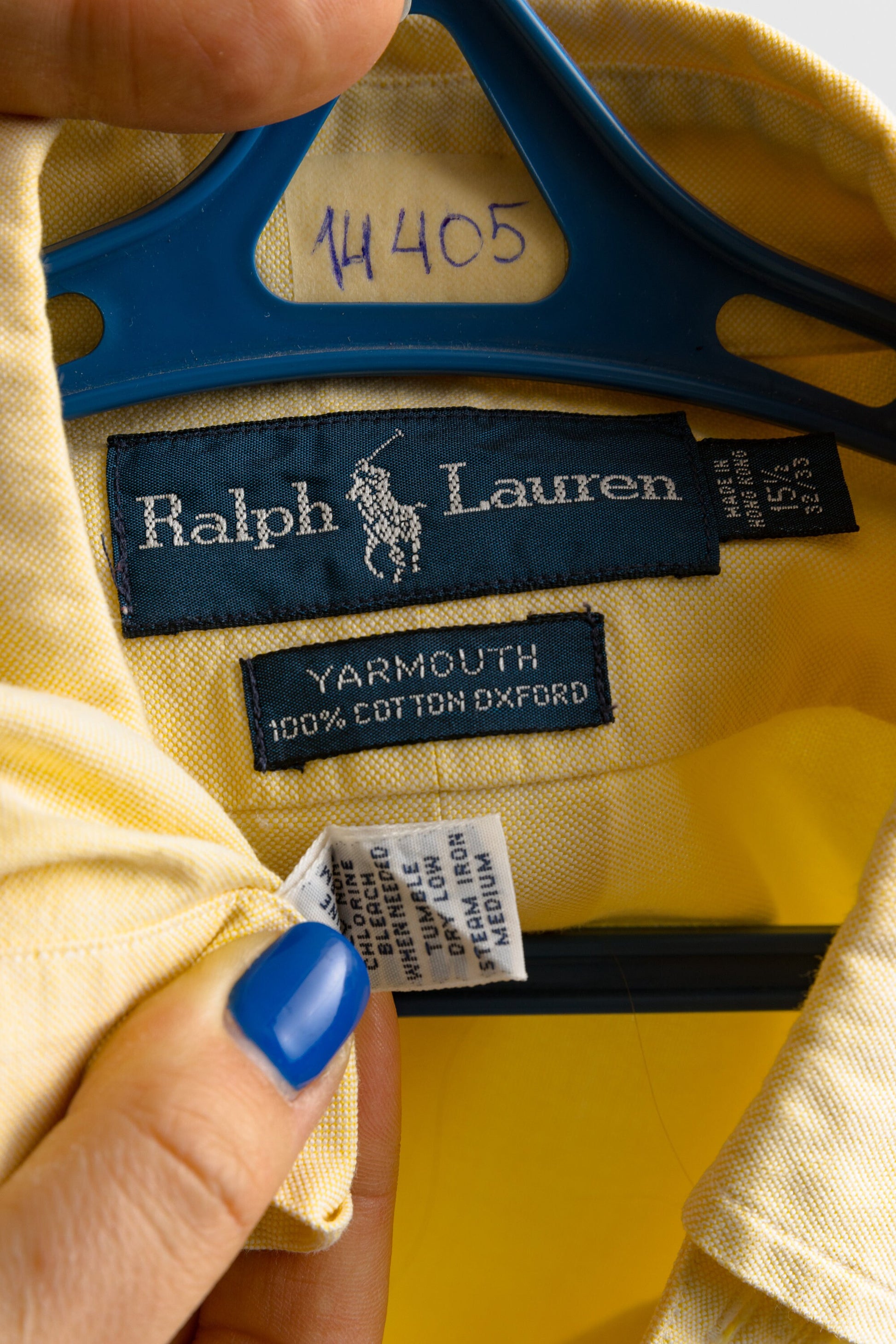 Vintage Ralph Lauren Yellow Cotton Logo Long Sleeve Buttons Up Unisex Shirt/ Vintage Ralph Lauren Unisex Yellow Size M Man Shirt