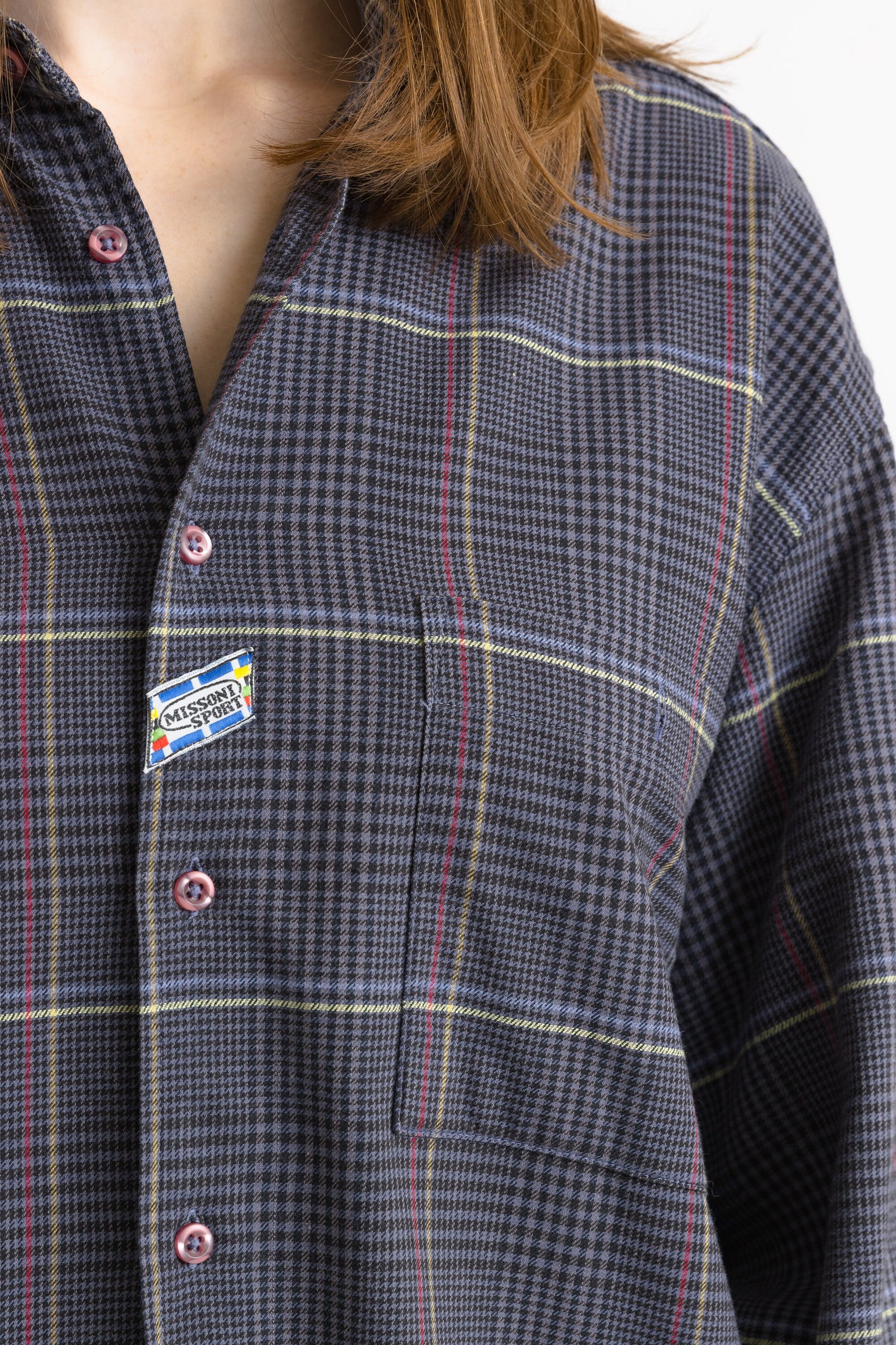 Vintage Missoni Checked Cotton Long Sleeve Buttons Up Unisex Shirt/ Vintage Missoni Unisex Pattern Size L Man Shirt