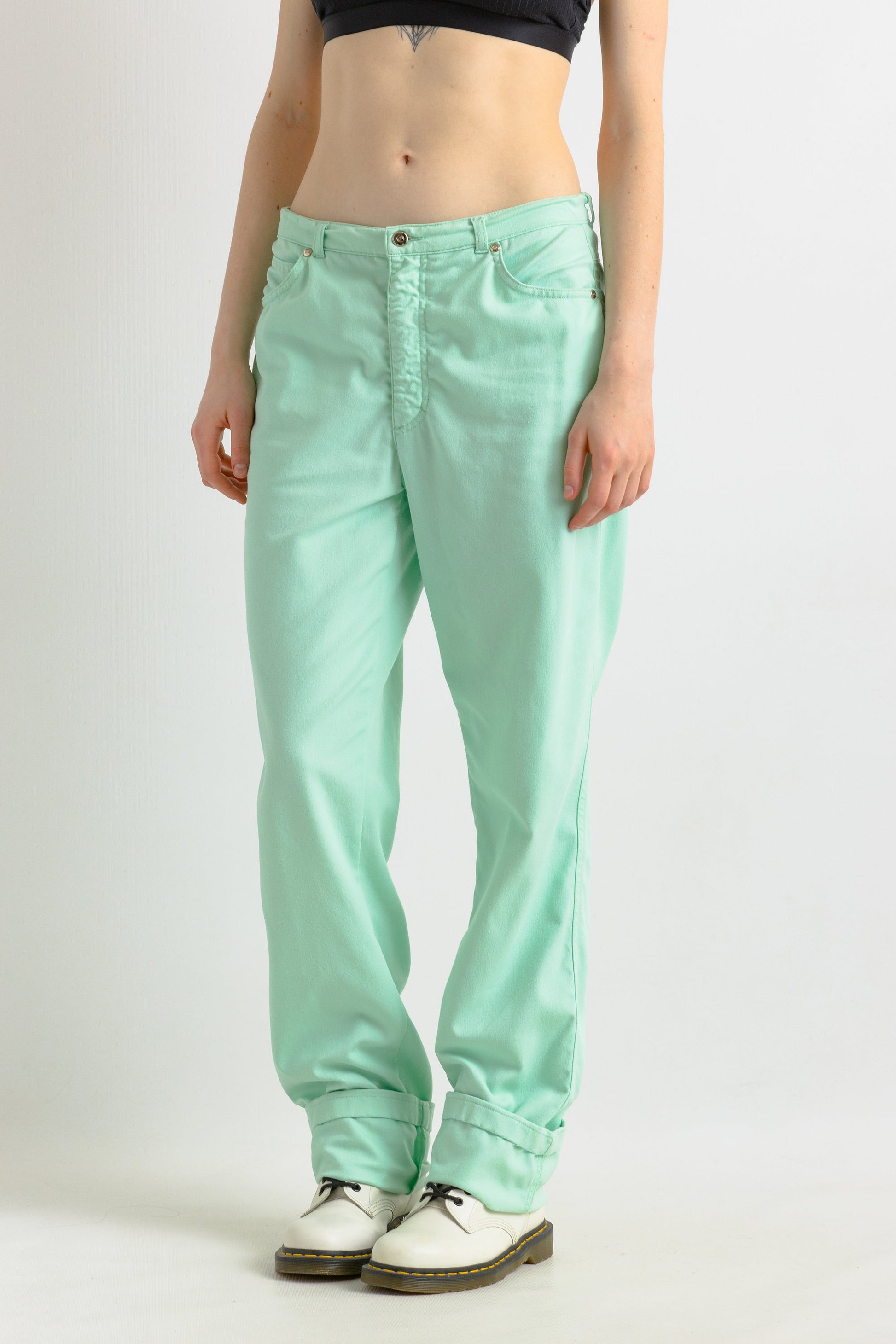 Vintage ESCADA Authentic Mint Pants Size Women's 38 Trousers Retro Classic Work Wear 90s Luxury Style