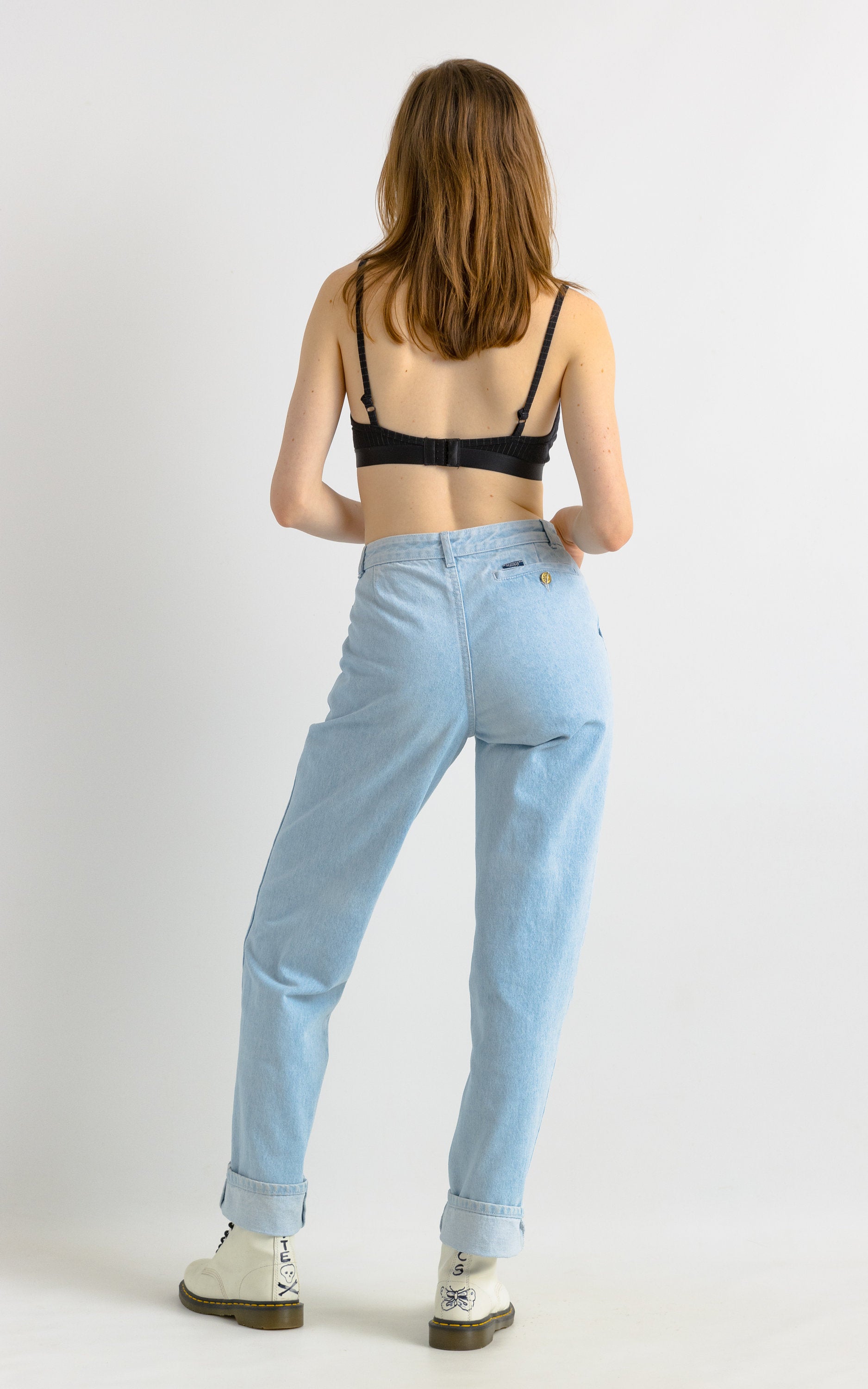 90s Vintage Woman Light Blue MOMs Denim High Waisted Denim Straight Jeans Pants Trousers Size M Girlfriend Gift/ Vintage Jeans