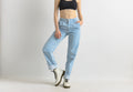 90s Vintage Woman Light Blue MOMs Denim High Waisted Denim Straight Jeans Pants Trousers Size M Girlfriend Gift/ Vintage Jeans