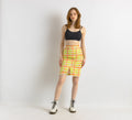 Vintage 80s cotton checked skirt, Vintage pencil cotton skirt, 80s high waist rainbow skirt, Summer 80s clothing women, Size S