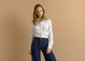 Prada White Cotton Long Sleeve Buttons Up Woman Blouse/ 00s Prada Milano White Small Woman Shirt