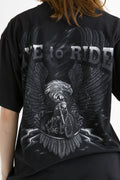 LIVE TO RIDE Vintage Graphic Print Black Cotton Tee Shirt T-shirt