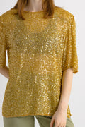 1980s sequins Gold Tunic / Woman gold sequins top/ Evening clothing size Medium