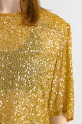 1980s sequins Gold Tunic / Woman gold sequins top/ Evening clothing size Medium