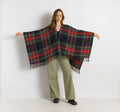 Pre Loved Maje Checked Poncho Scarf in Multicolor Soft Cotton - Scarves & Shawls