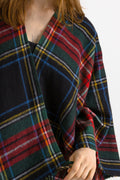 Pre Loved Maje Checked Poncho Scarf in Multicolor Soft Cotton - Scarves & Shawls