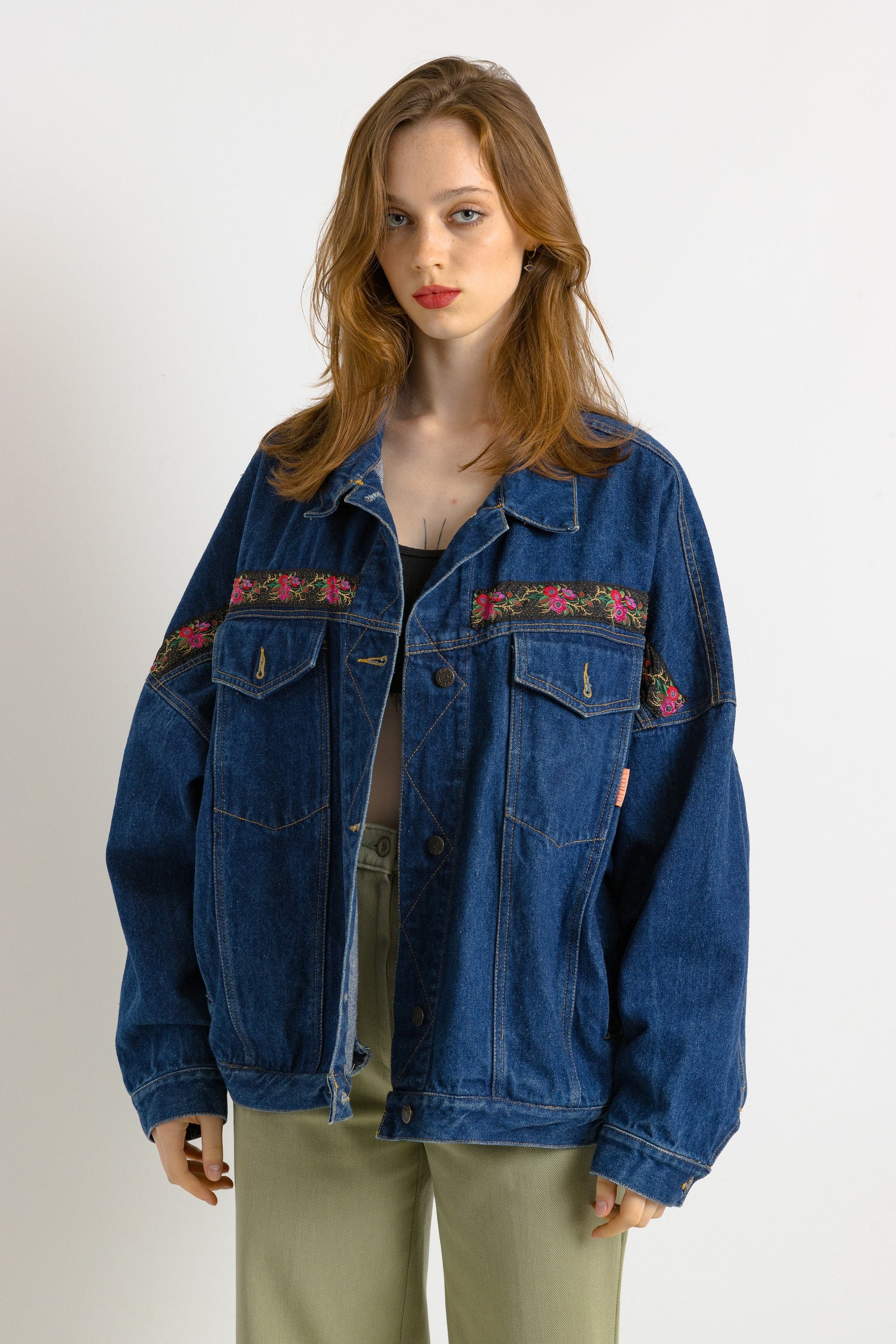 Vintage Blue Wash Denim Jacket, Vintage 1980s Jean Jacket, Vintage Blue Denim Jacket, Vintage Woman Blue Jacket size Large