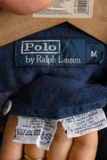 Vintage Ralph Lauren Blue Linen Logo Long Sleeve Buttons Up Unisex Shirt/ Vintage Ralph Lauren Unisex Blue Medium Man Shirt