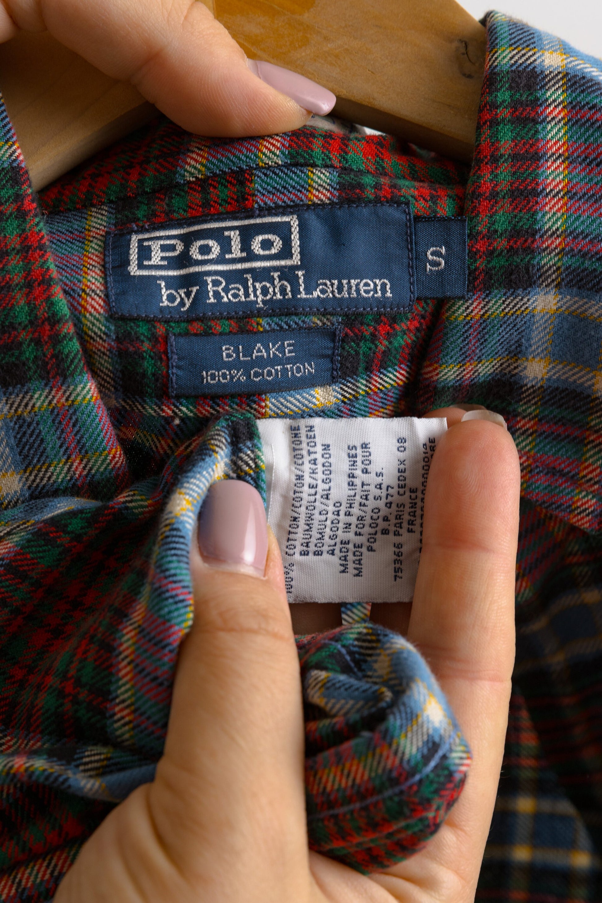 Vintage Ralph Lauren Checked Blake Cotton Logo Long Sleeve Buttons Up Unisex Shirt/ Vintage Ralph Lauren Unisex Check Medium Man Shirt