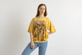 00s Vintage The Mountain Tshirt I Animal Giraffe Graphic T Shirt - Women's L | Vintage Yellow Graphic Print Tee