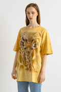 00s Vintage The Mountain Tshirt I Animal Giraffe Graphic T Shirt - Women's L | Vintage Yellow Graphic Print Tee