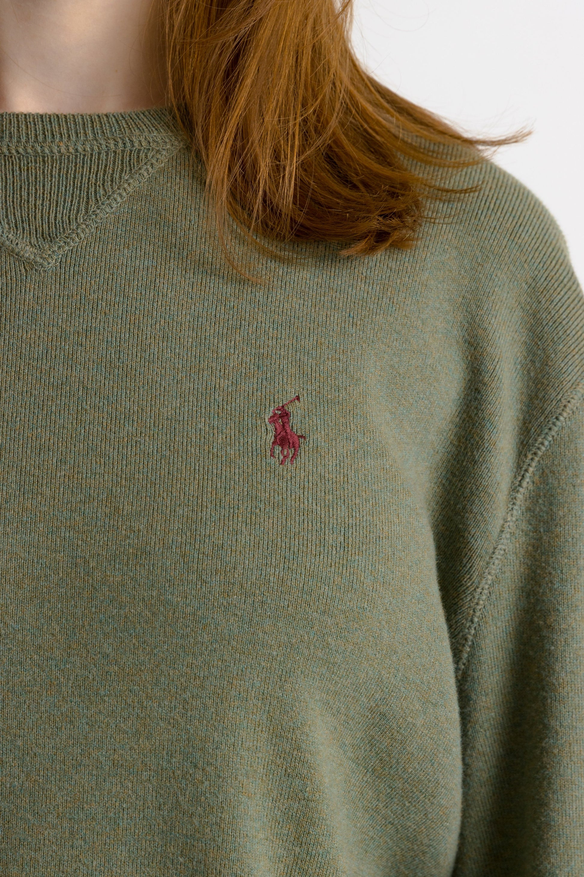 Vintage Ralph Lauren Green Cotton Long Sleeve Unisex Pullover/ Vintage Ralph Lauren Unisex Green Small Man Sweater